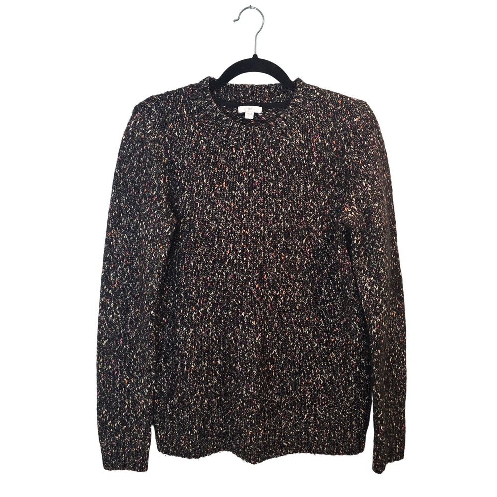 J. Jill Pullover Sweater Womens Small Tall Black Multi Confetti Knit Crew Neck